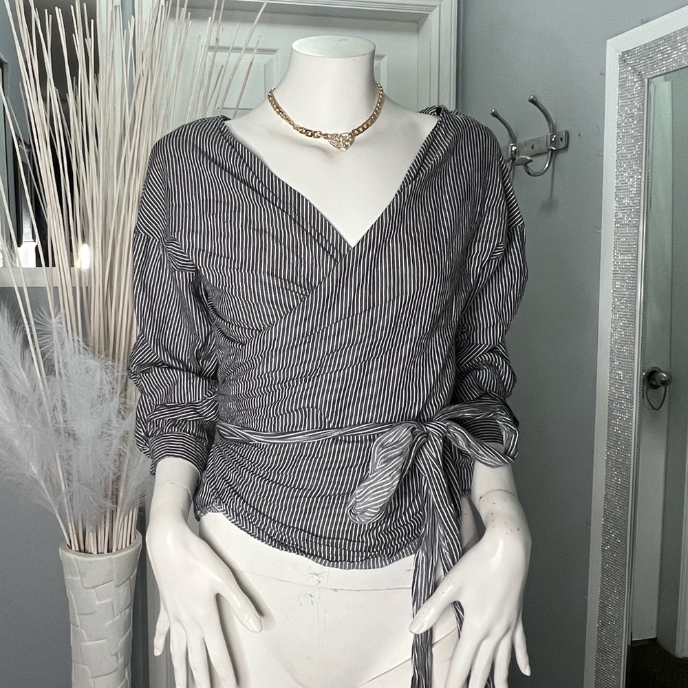 Stripped Wrap Top